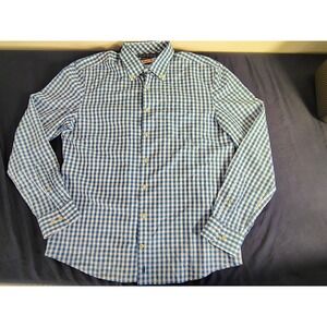 Johnnie-o Shirt Men M Medium Blue Gingham Check Button Down Cotton Viscose Blend